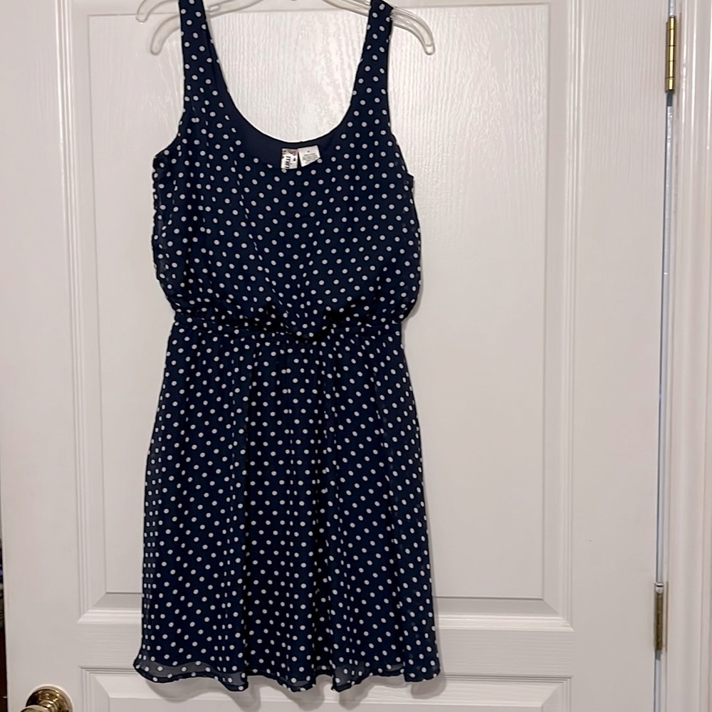 Navy blue with white polka dot dress